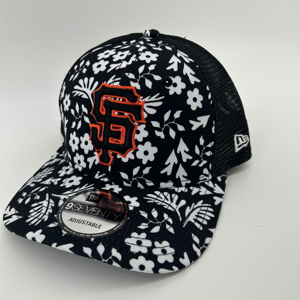 New Era SF Giants Trucker Hat OSFM Black Floral 9SEVENTY Snapback MLB Cap